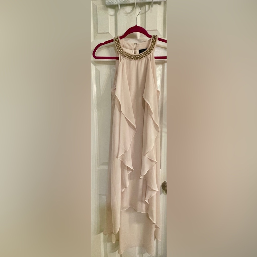 Light pink jeweled collar Evening dress , women’s size small!